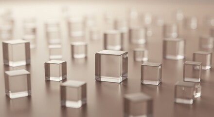 Fototapeta premium Abstract Composition of Glass Cubes Minimalist Beige Background Elegant Geometric Design Modern Art Still Life Studio Photography