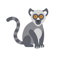 Simple Ring-tailed Lemur Illustration on Black Background