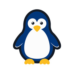 Cute Penguin Cartoon Illustration on Black Background