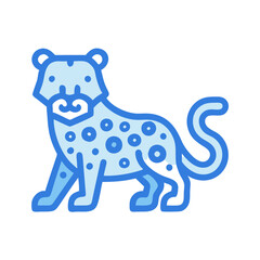 Blue Cartoon Leopard Illustration on Black Background Vector