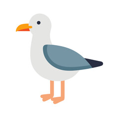 Obraz premium Cartoon Seagull Illustration Isolated on Black Background