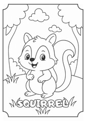 Coloring book with squirrel