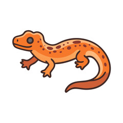 Cartoon orange spotted salamander on a black background