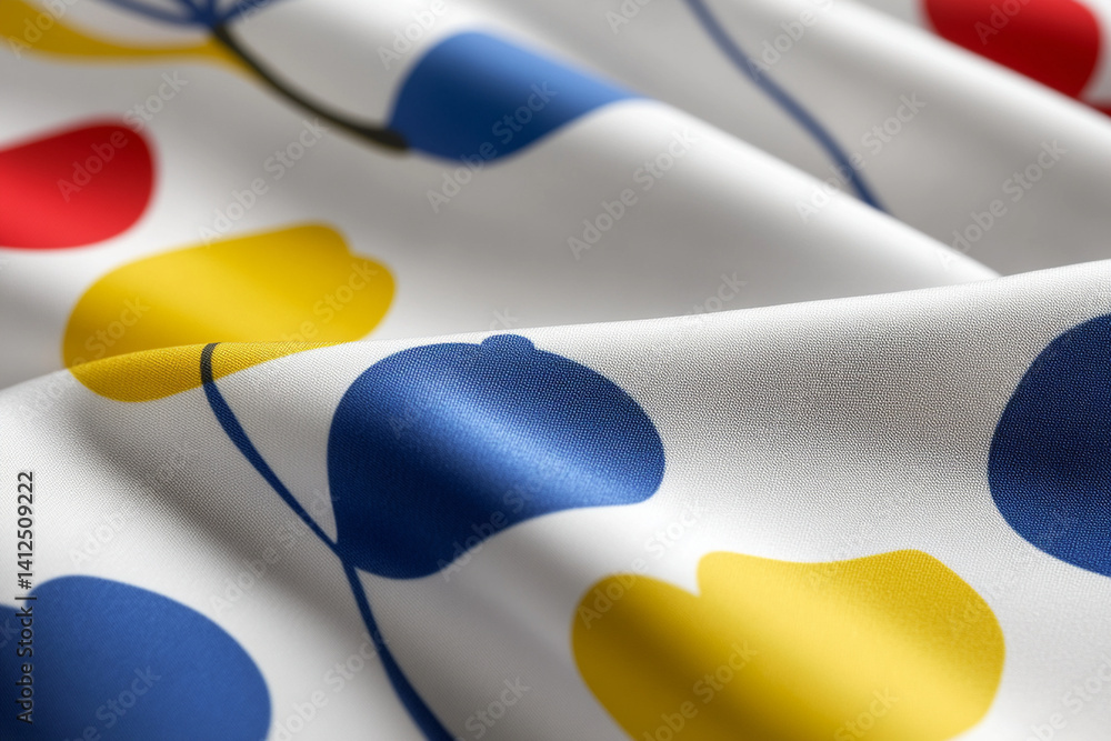 Poster bold geometric print fabric texture featuring colorful shapes on a white background for versatile de