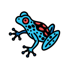 Colorful stylized poison dart frog on black background
