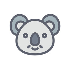 Cute Koala Face Icon Illustration on Black Background