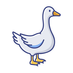 Cartoon style white goose illustration on black background