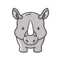 Cartoon Rhino Illustration on a Black Background