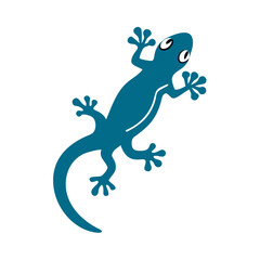 Blue Gecko Silhouette Illustration Isolated on Black Background