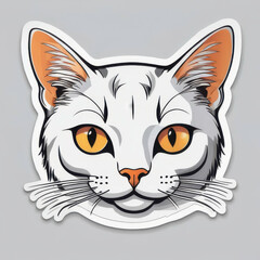 Fototapeta premium Detailed cat face illustration with striking orange eyes 