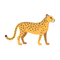 Cartoon Cheetah Illustration on Black Background, Wild Cat