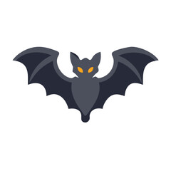 Halloween Bat with Glowing Eyes on Black Background