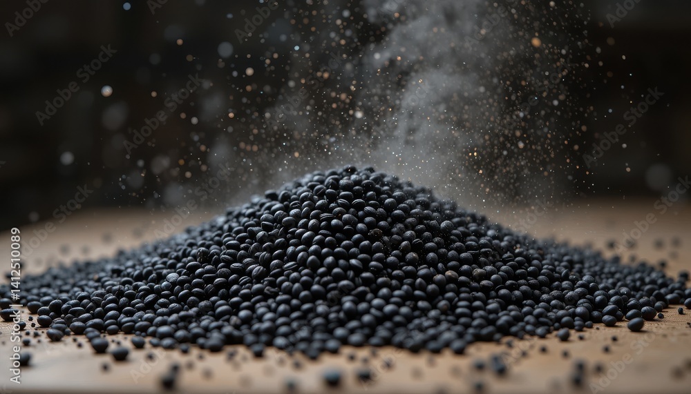 Poster espresso beans exploding a high-resolution image of roasted coffee beans in dramatic dust cloud