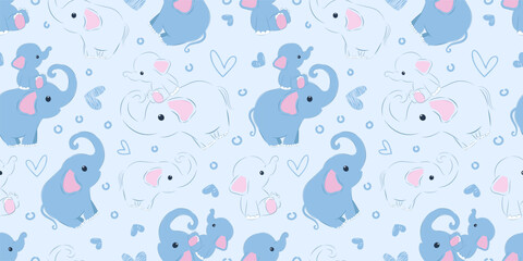 Cute and funny animals seamless patterns and wallpaper