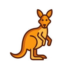 Kangaroo Icon Illustration on Black Background, Vector Artwork