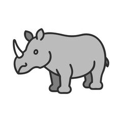 Cute cartoon rhino illustration on a black background