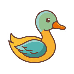 Cartoon Duck Illustration with Colorful Design and Black Background