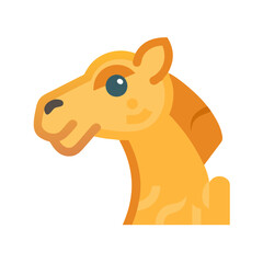 Simple camel head drawing in orange and black