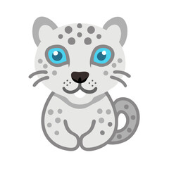 Cute Cartoon Snow Leopard Cub with Blue Eyes