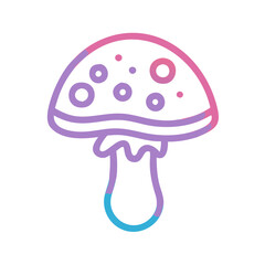 Colorful Mushroom Illustration, Fungi Icon on Black Background