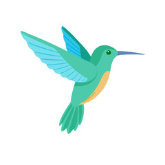 Obraz premium Illustration of a Vibrant Hummingbird in Flight on Black