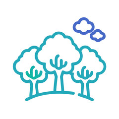 Vibrant Trees and Clouds Icon on Black Background