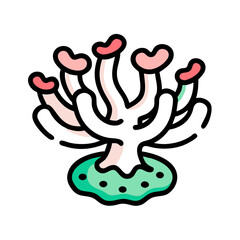Cartoon Underwater Seaweed Illustration in Pink and Green Colors
