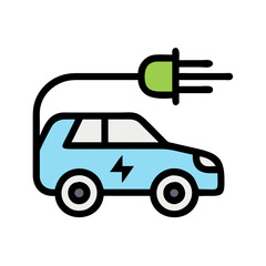 Electric Car and Charger, Clean Energy Transportation Concept