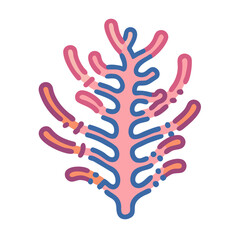 Fototapeta premium Stylized Coral Illustration with Pinks and Blues on Black