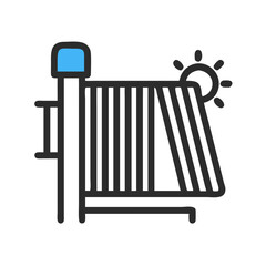 Solar Panel System Icon Illustration in Line Art