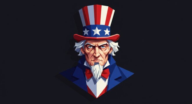 Uncle Sam in a Geometric Stylized Illustration