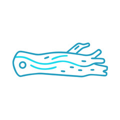 Driftwood Log Icon: Vector Outline Illustration on Black