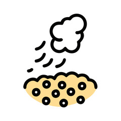 Steaming dessert in a bowl, cute graphic icon