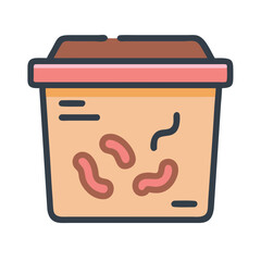 Container with worms, compost container, worm composting method