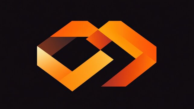 Abstract Interlocking Orange Geometric Shapes Logo