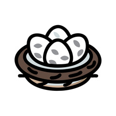 Minimalist stylized bird nest with eggs illustration icon