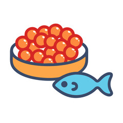 Caviar bowl with a cartoon fish illustration