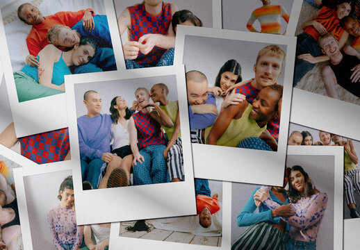 Piled Polaroid Photo Frames Mockup
