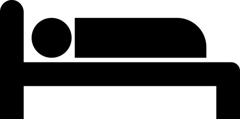 Sleeping man on bed icon in flat. isolated on transparent background