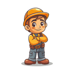 Obraz premium Adorable Cartoon Construction Worker Labor Day Illustration
