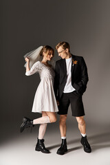 Young couple celebrates spring wedding with unique style and joyful spirit