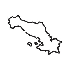 Minimalist outline map of Costa Rica on black