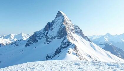 Naklejka premium Snow-covered mountain peak, pristine white landscape, ice, snowy