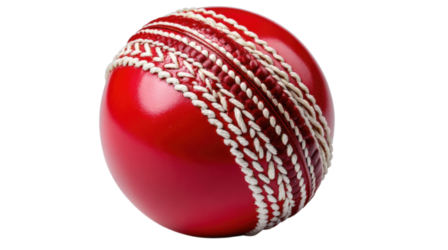 Cricket Ball: A vibrant close-up of a red cricket ball, a symbol of sport, competition, and precision, capturing the dynamic essence of the game.