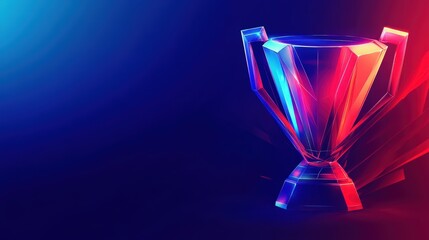 Abstract Polygonal Trophy Cup, Red and Blue Lighting
