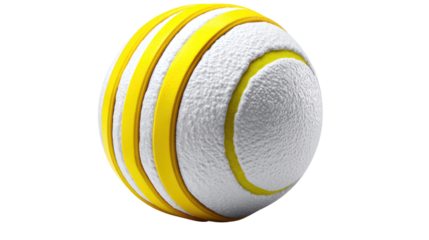 Tennis Ball: A bright yellow tennis ball with white stripes, perfect for a high-energy game. It features a textured surface for optimal grip and control. 