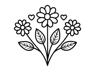 Line art design, cartoon flower illustration. Element for weekly or daily planner, perfect for stationery, scrapbooking, digital stickers, decorative notebooks, journals, and minimal floral themes.