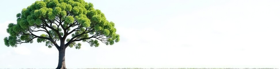 Tree isolated on white background against a blue sky, branches, isolation, white