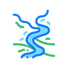 Obraz premium Stylized River Icon Illustration with Grass and Water