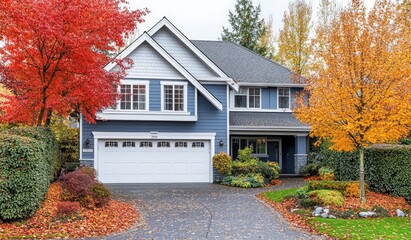 Autumn-hued home with fall foliage